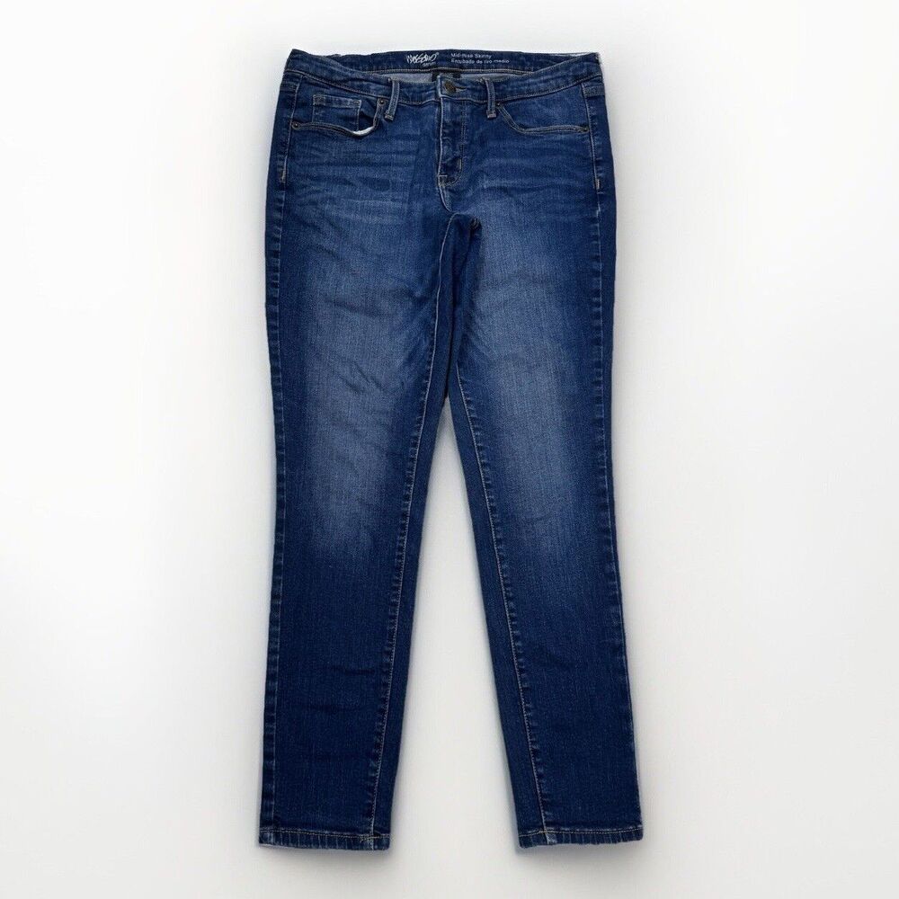 Mossimo Jeans Womens 8S/29 Mid Rise Skinny Power Stretch Blue Measures 30 x 27